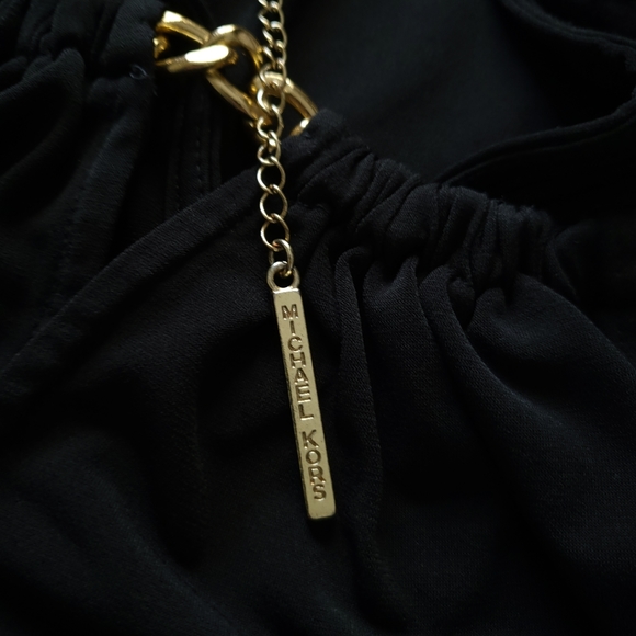 MICHAEL Michael Kors Sleeveless Gold Chain Neck High-Low Dress - Picture 8 of 11